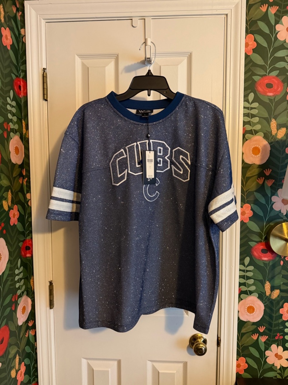 Anthropologie Navy Speckled 'Cubs' Short-Sleeve Tee with Stripes
